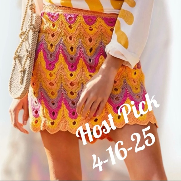 Free People Women’s Almost Famous Heat Of The Moment Crochet Skirt Size M - Picture 1 of 7